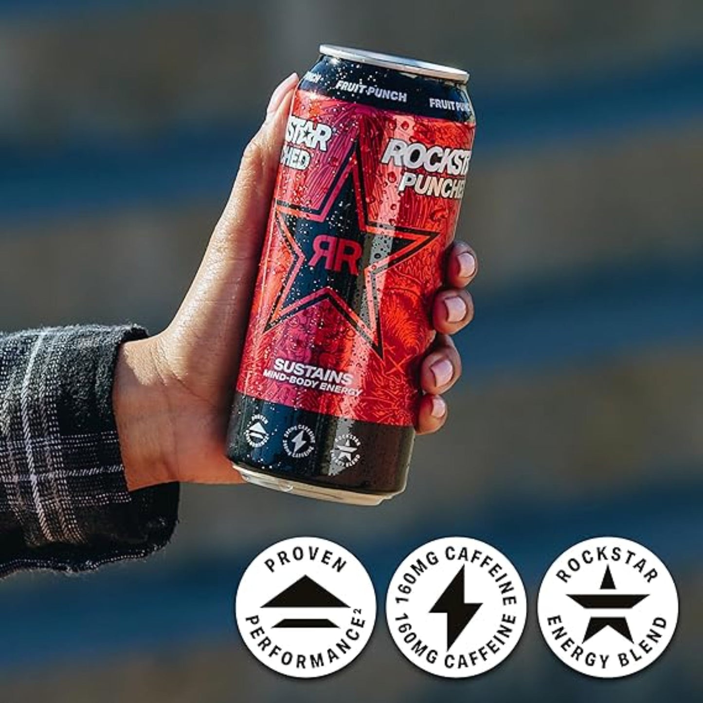 Rockstar Punched Energy Drink, Fruit Punch, 16 Fl Oz (Pack of 12) (Packaging May Vary)