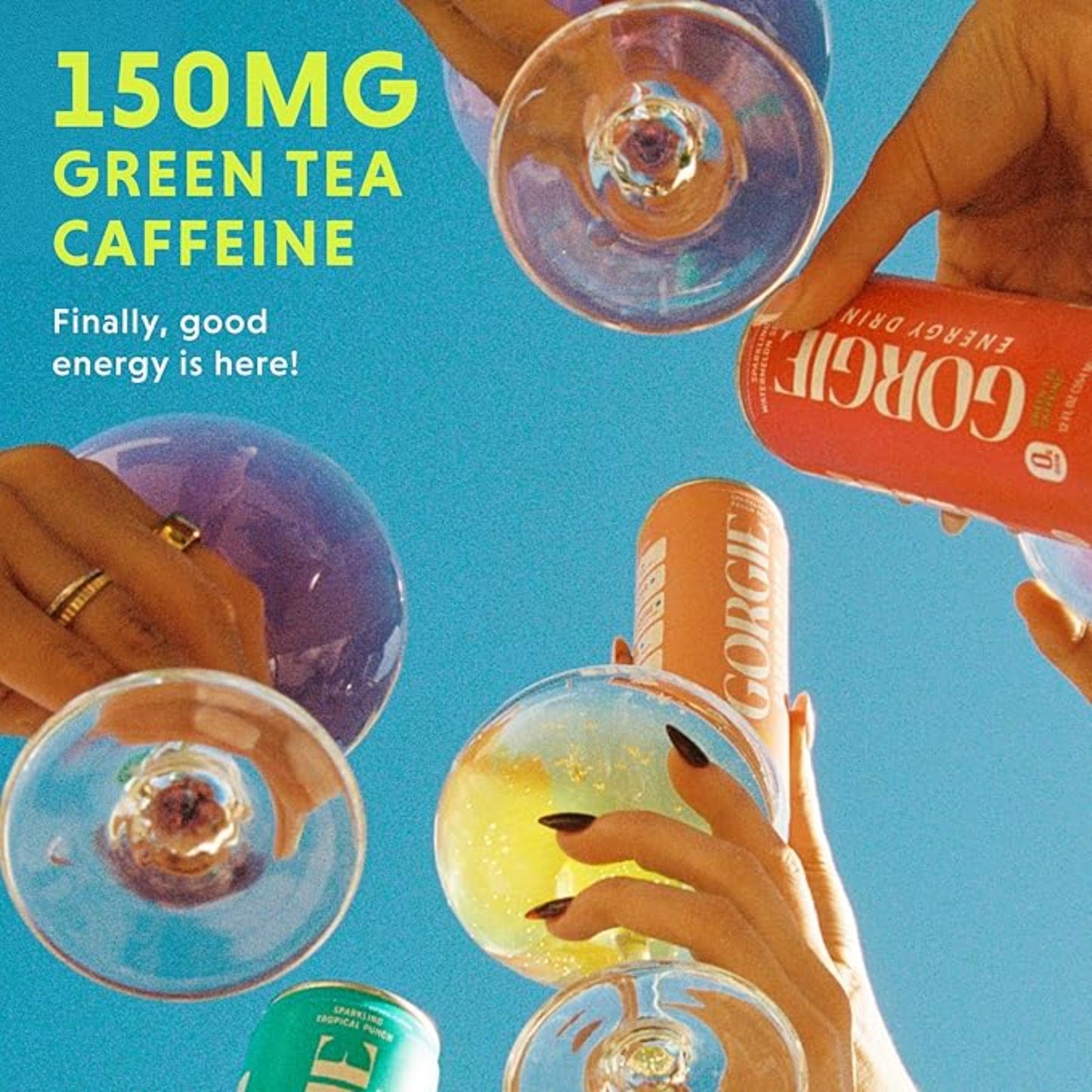 GORGIE Sugar Free Natural Energy Drinks, BestSellers Variety (12 Pack) - Healthy Energy Drinks - Natural Coffee Replacement with Green Tea Caffeine and Biotin - 150mg Caffeine, Vegan, & Low Calorie