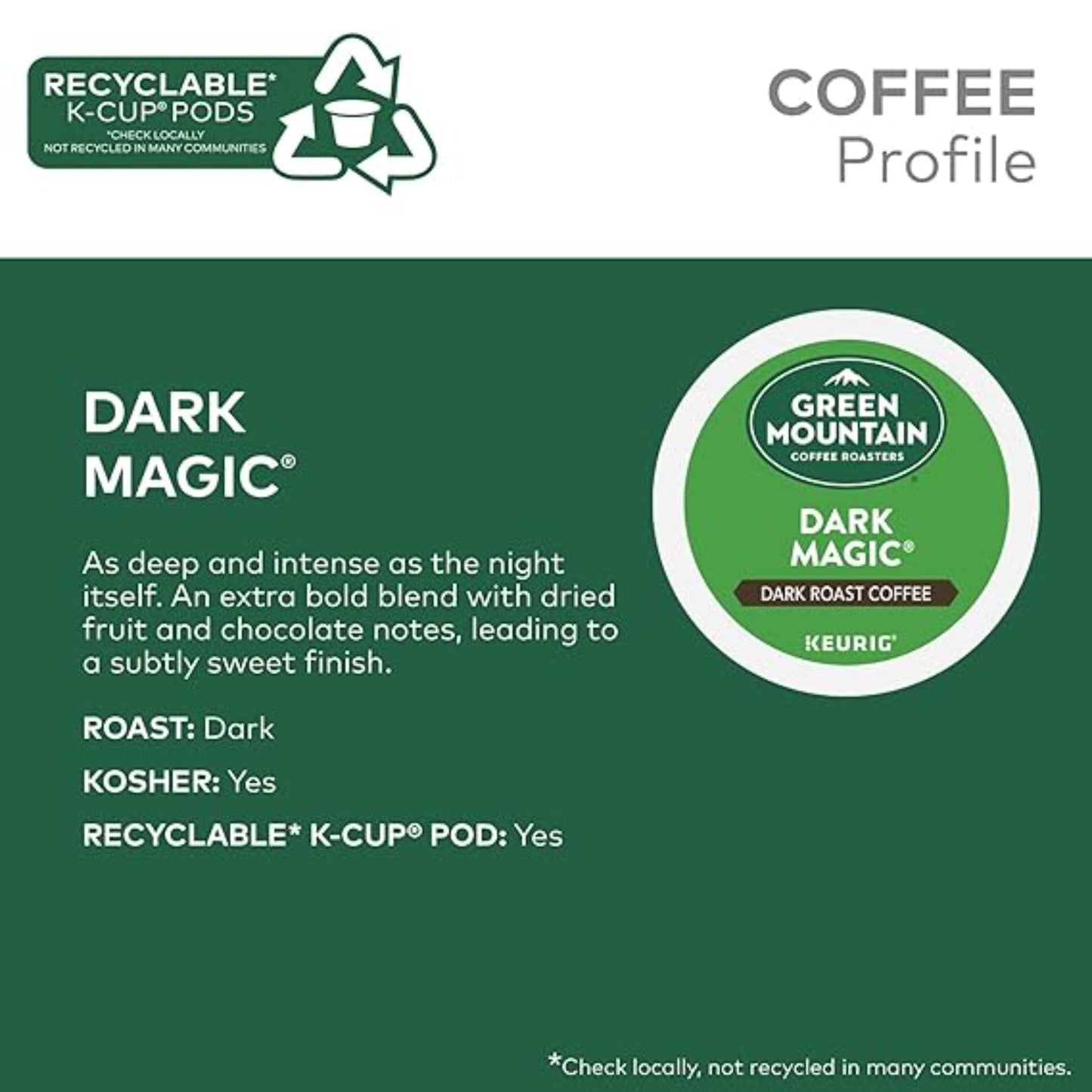 Green Mountain Coffee Roasters Dark Magic Keurig Single-Serve K-Cup Pods, Dark Roast Coffee, 72 Count